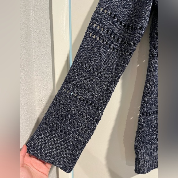 Chico’s Crochet Metallic Blue Sweater - Picture 3 of 8